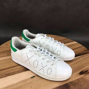 XOXO White Faux Leather Perforated Sneakers Shoes Low Top Lace Up Womens Size 6